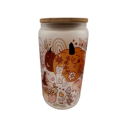 Retro Ghost and Pumpkin Glass