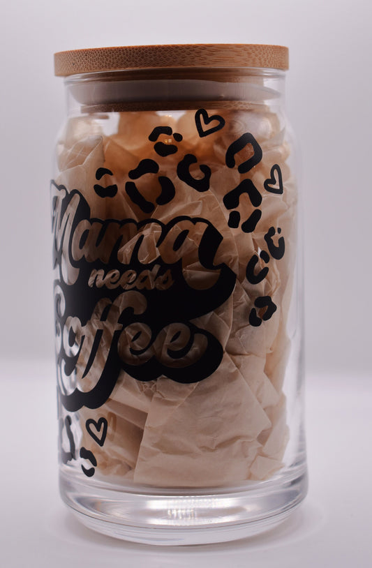 Mama Needs Coffee Beer Can Glass