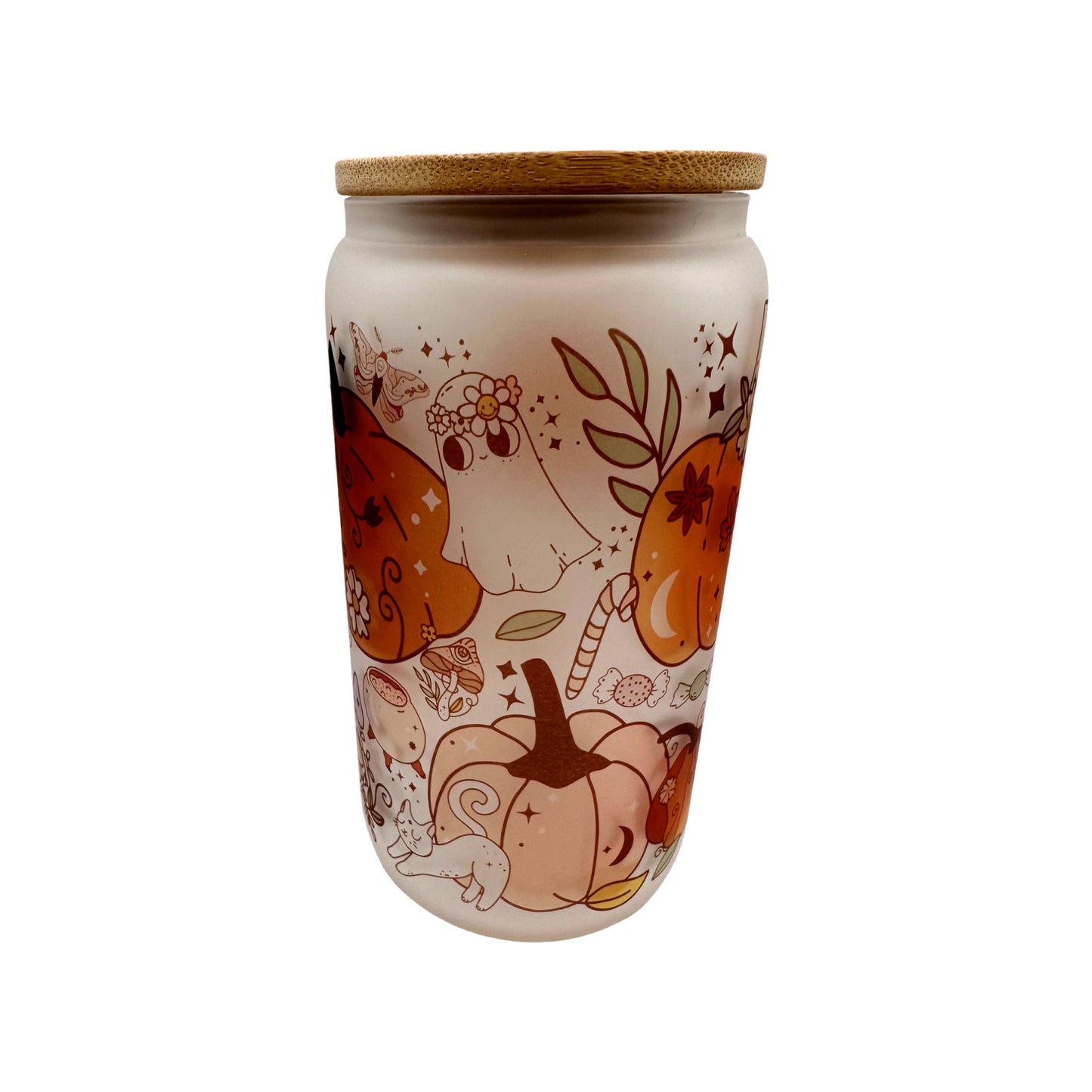 Retro Ghost and Pumpkin Glass