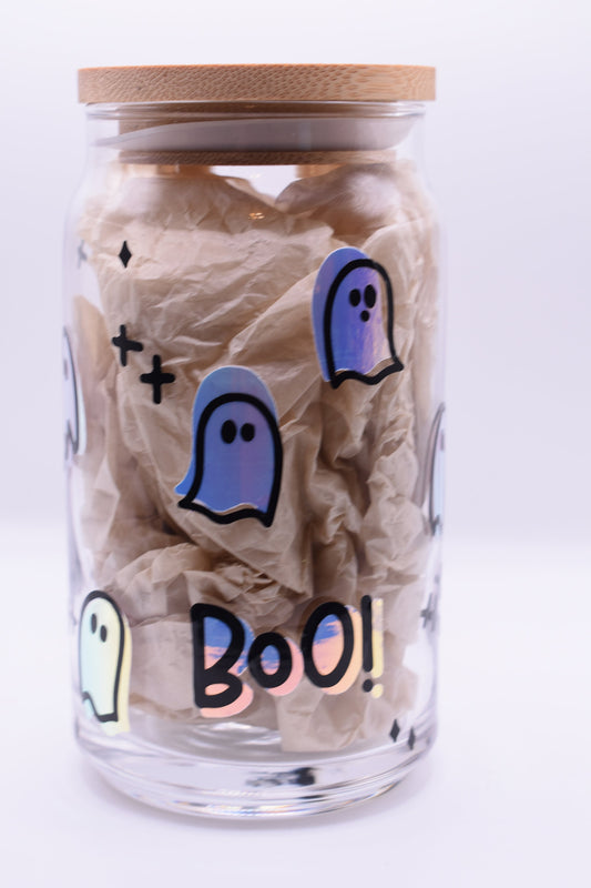Boo Ghost Beer Can Glass Cup