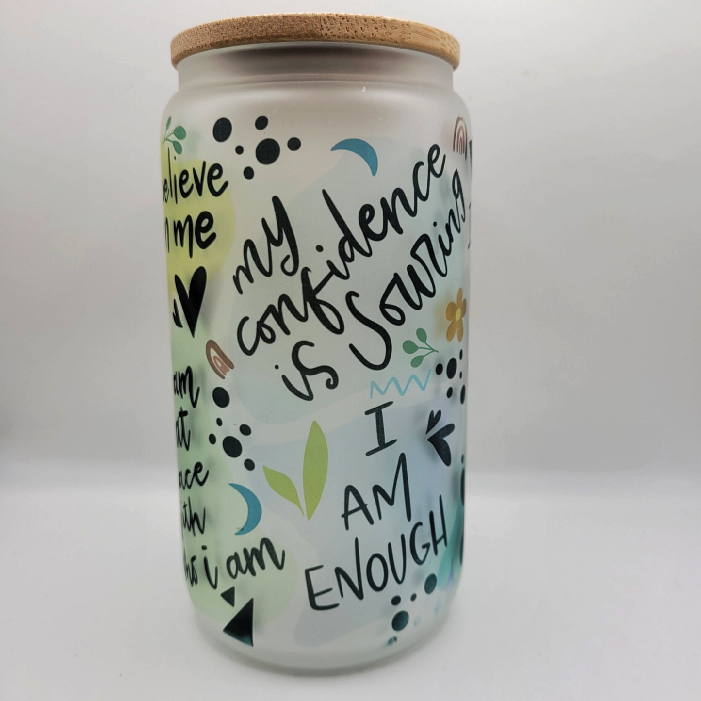 Self Worth Affirmations Glass Can Cup