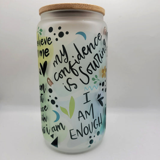 Self Worth Affirmations Glass Can Cup
