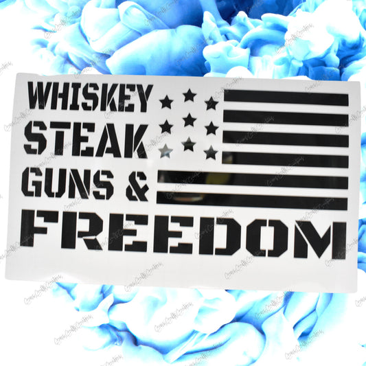Whiskey, Steak, Guns & Freedom Car Decal
