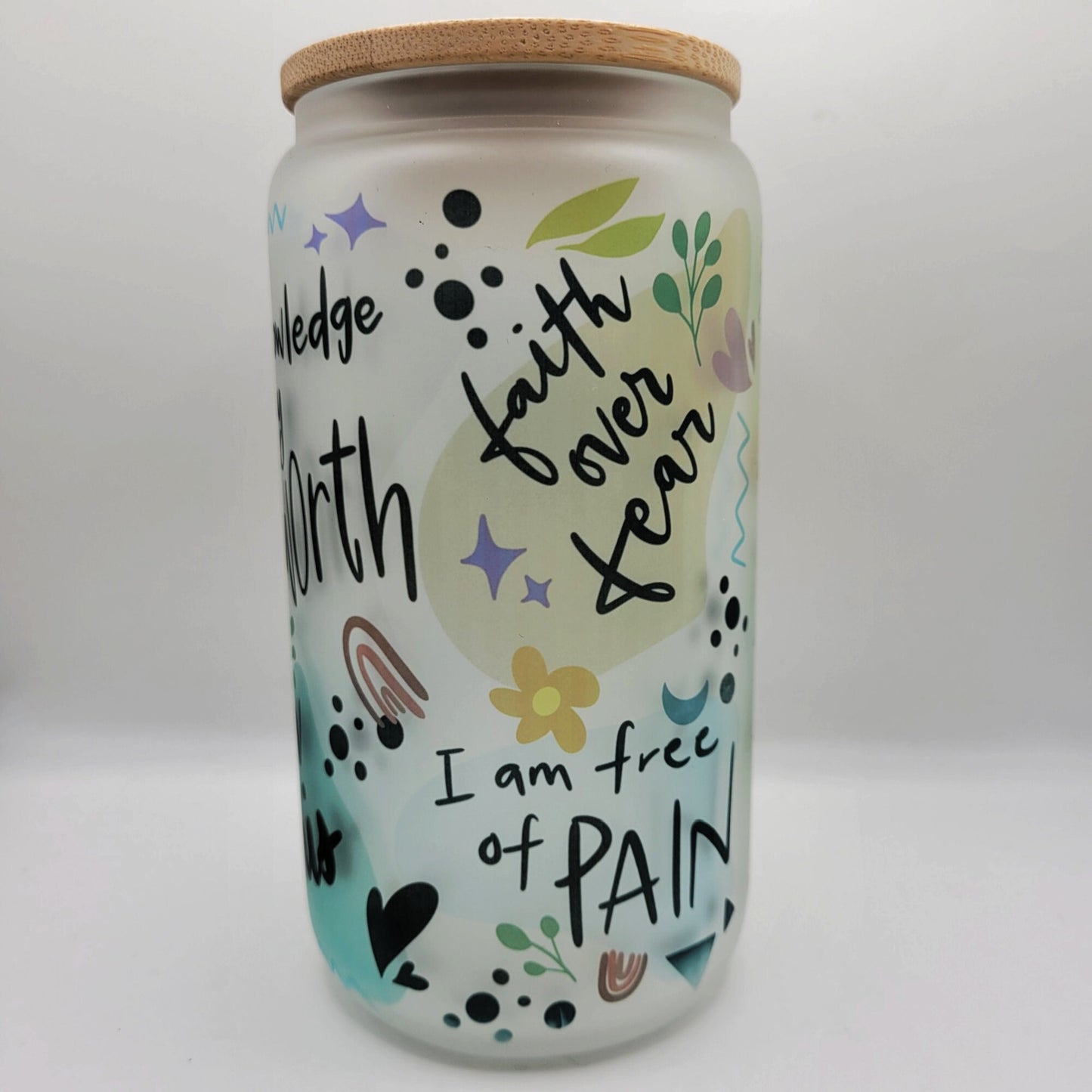 Self Worth Affirmations Glass Can Cup