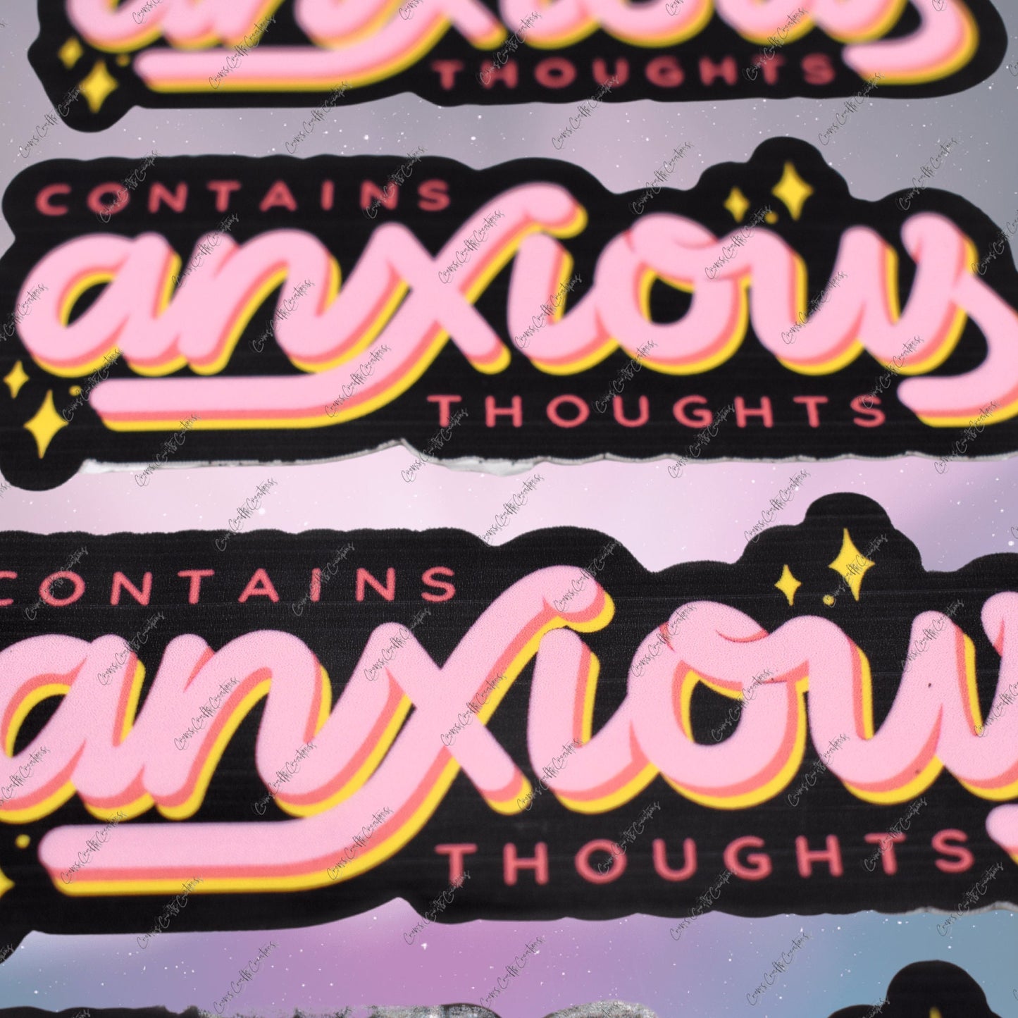 Contains Anxious Thoughts Clear Sticker