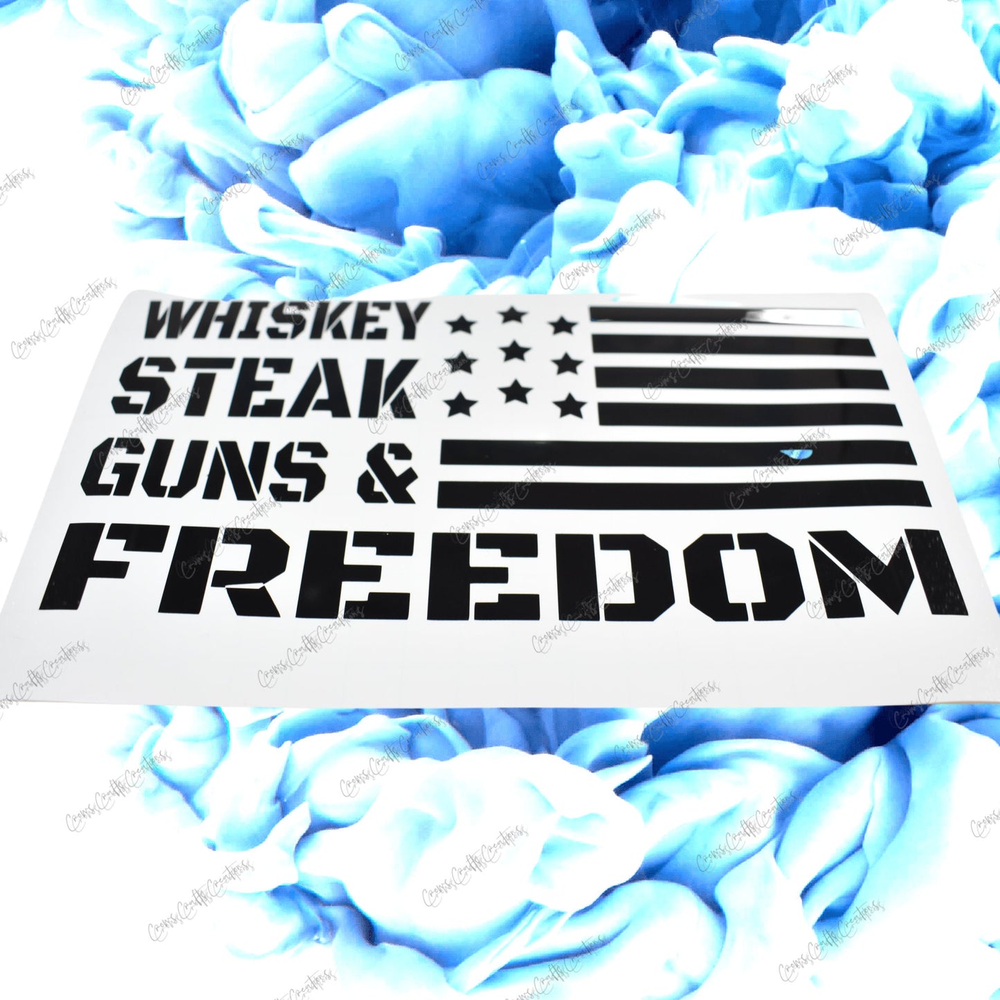 Whiskey, Steak, Guns & Freedom Car Decal