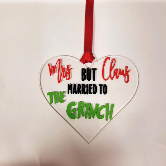 Mrs. Claus But Married to the Grinch Ornament