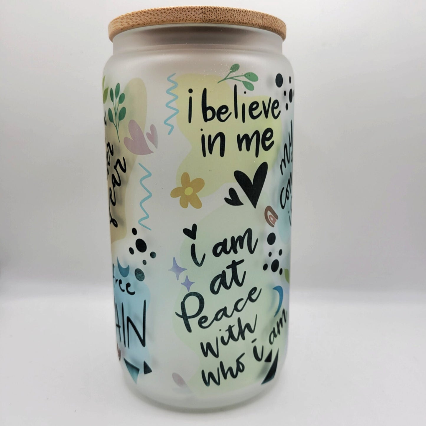 Self Worth Affirmations Glass Can Cup