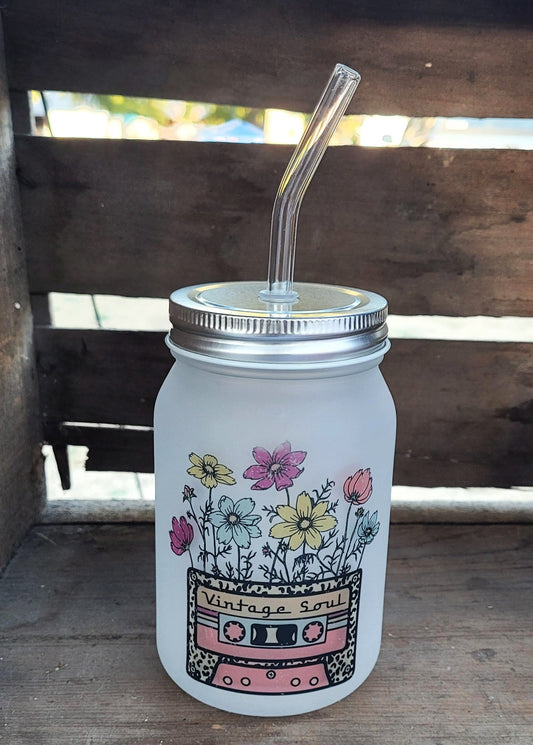 Vintage Soul Mason Jar Glass Cup