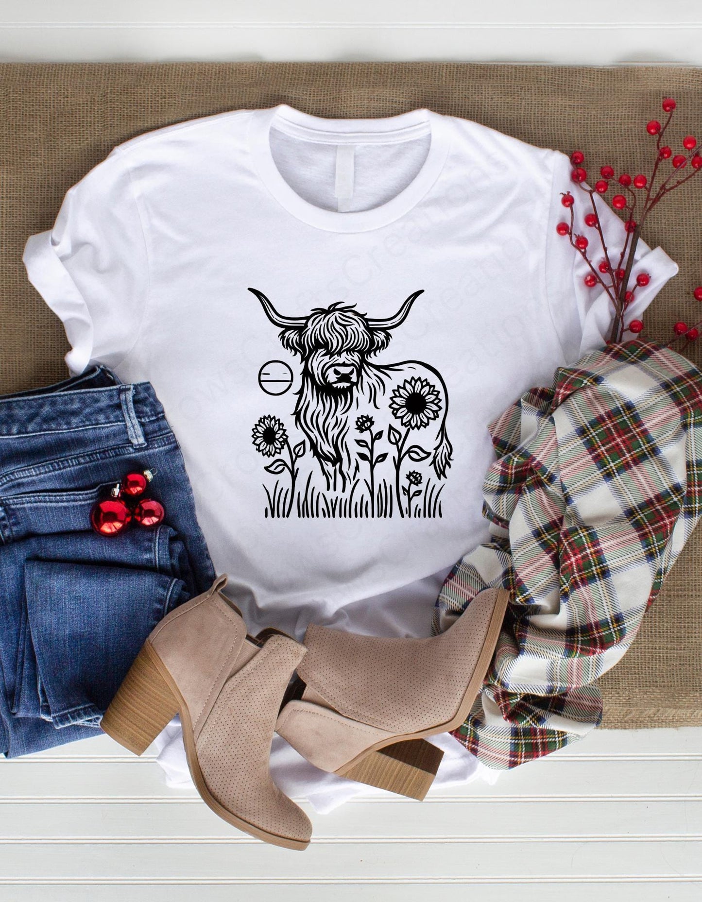 Sunflower, Highland cow SVG Digital Design