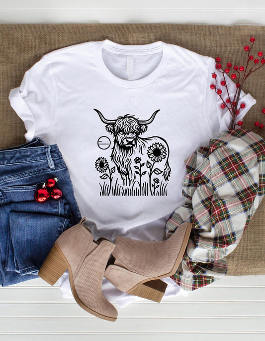 Sunflower, Highland cow SVG Digital Design