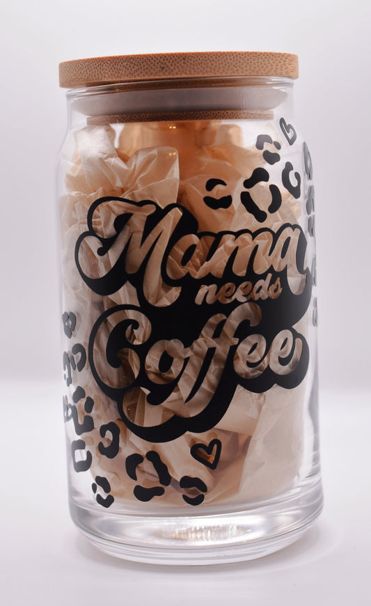 Mama Needs Coffee Beer Can Glass