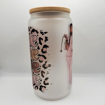 Cheetah Nurse Glass Cup