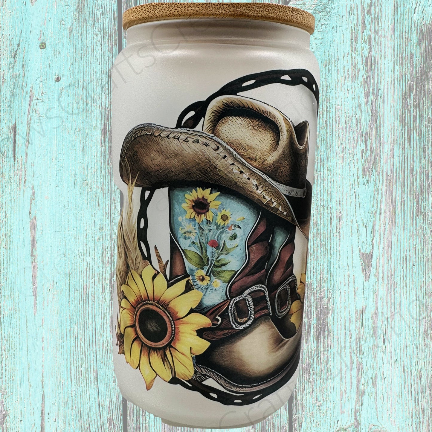 Sunflower Western Glass Cup