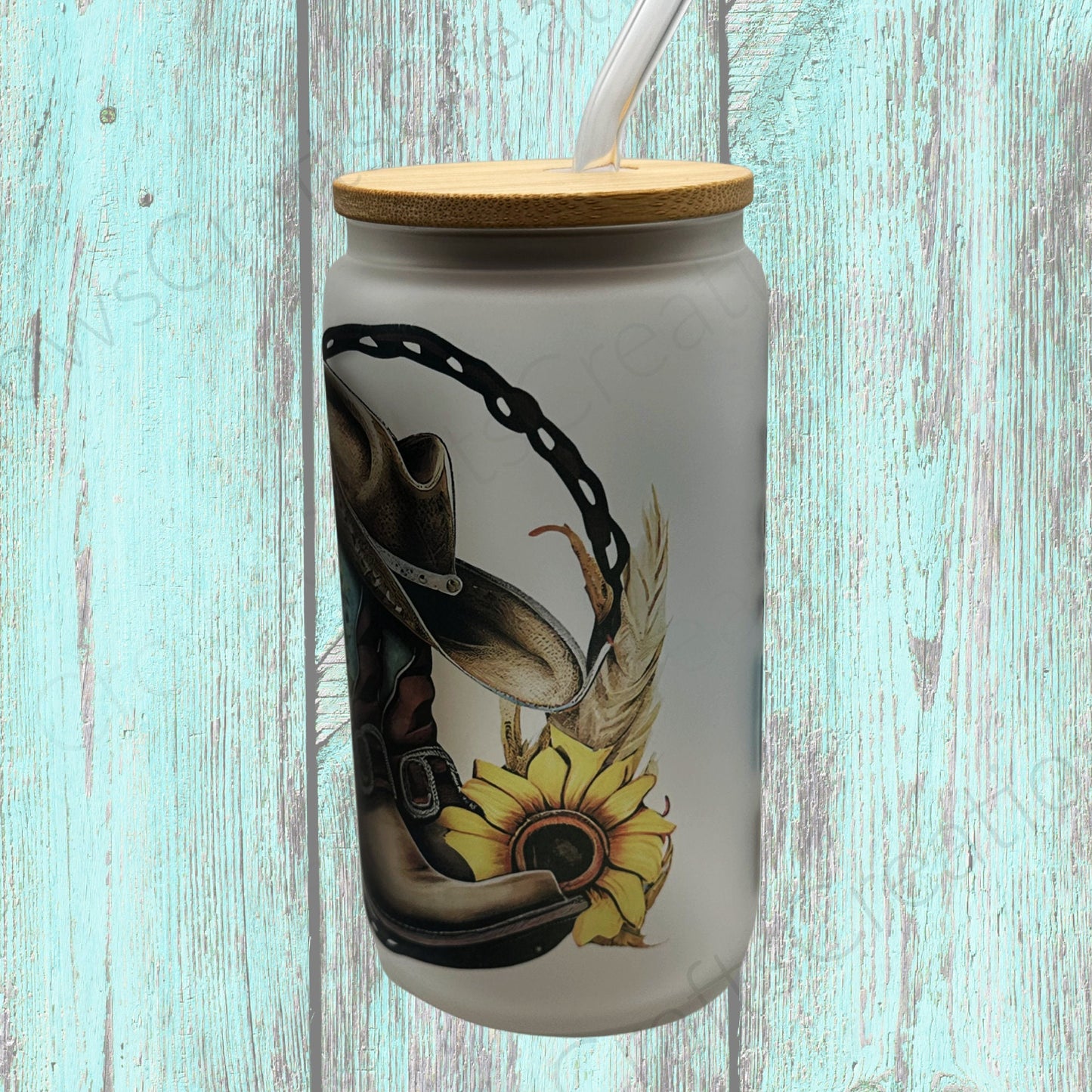 Sunflower Western Glass Cup